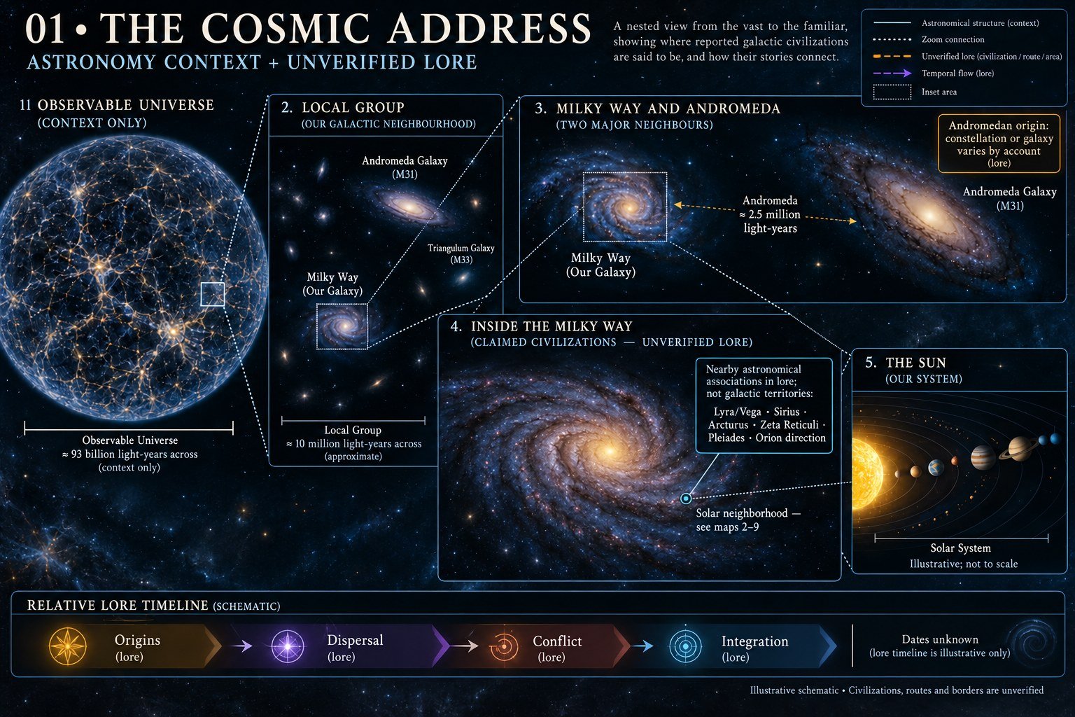 Schematic galactic lore atlas